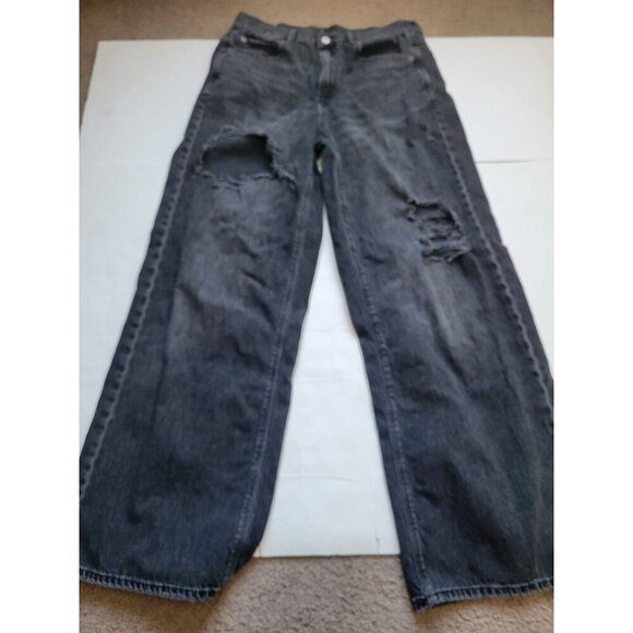 American Eagle Black Skater Jeans Distressed Size 8 Regular Straight Leg Casual - Picture 3 of 8